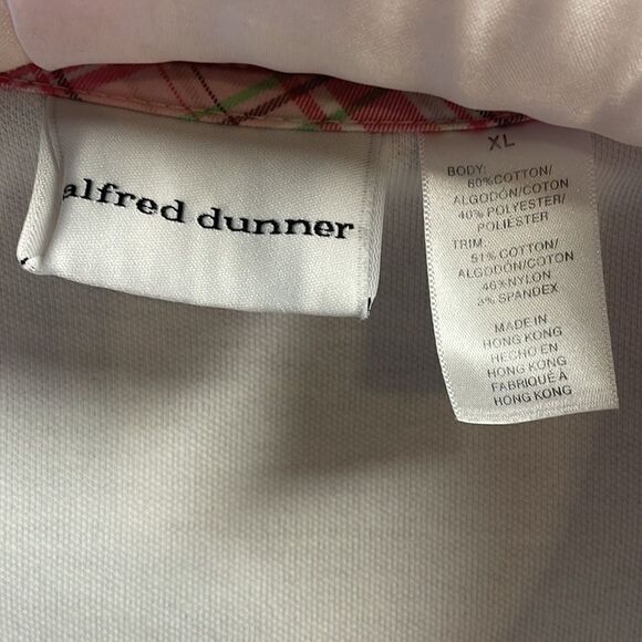 Alfred Dunner White Ladies Top, Size XL, Pink Plaid Collar & Trim - Picture 3 of 8